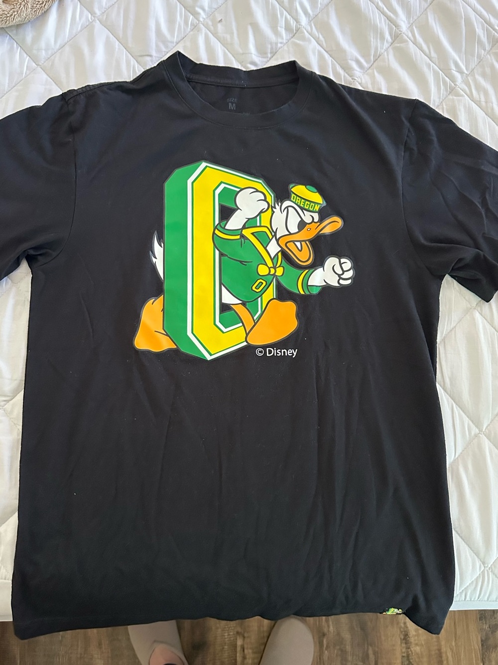 Disney Black Tee with Donald Duck Oregon Graphic